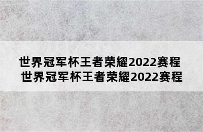 世界冠军杯王者荣耀2022赛程 世界冠军杯王者荣耀2022赛程